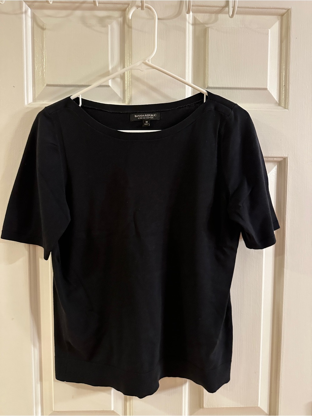 Banana Republic Black Short-Sleeve Crewneck Sweater